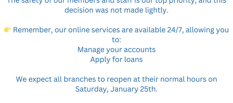 Closure Due to Red Weather Warning