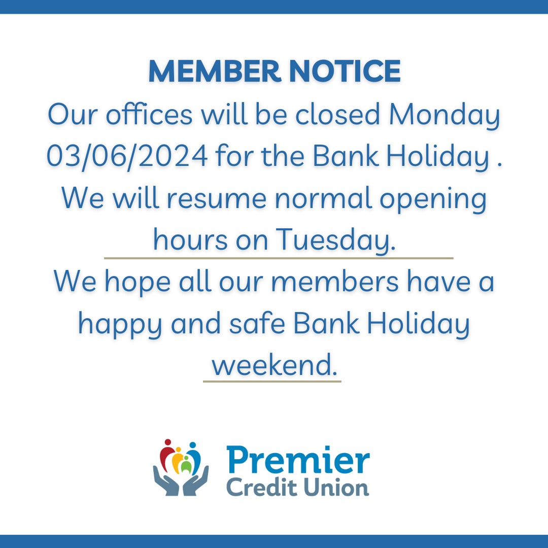 Member notice for June Bank Holiday