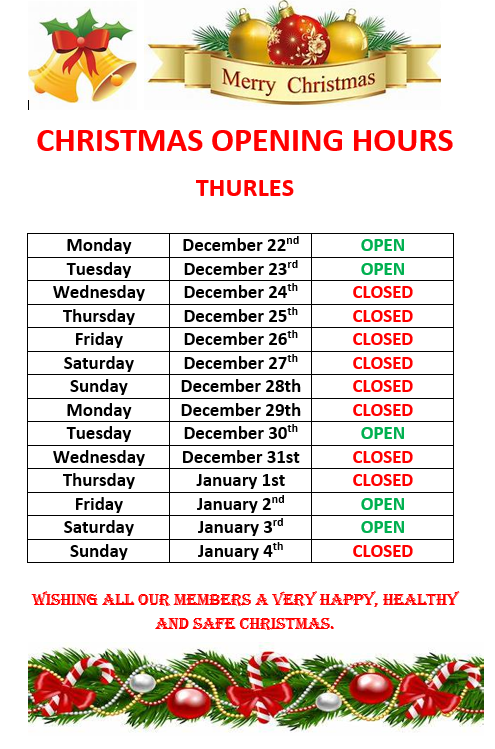 Christmas Opening Hours 2025